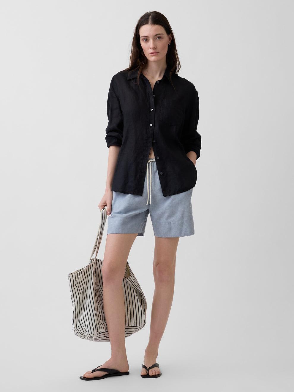 6" Linen-Blend Easy Shorts - Blue suede