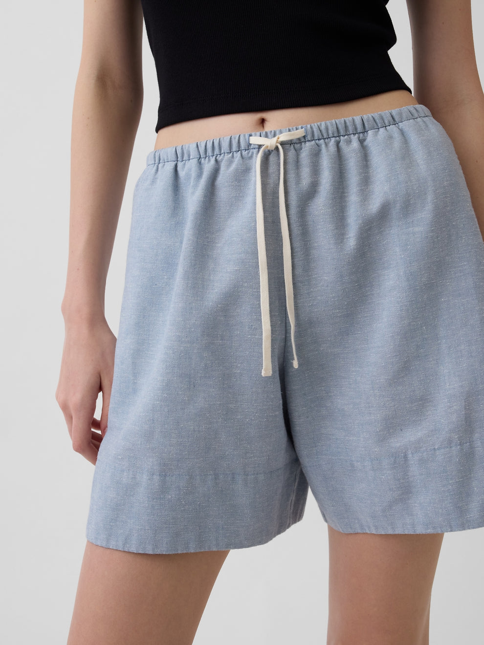 6" Linen-Blend Easy Shorts - Blue suede