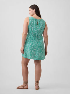 Print Sleeveless Mini Dress - Green floral