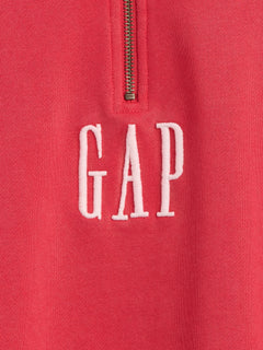 Heavyweight Oversized Logo Quarter-Zip Pullover - Faded red