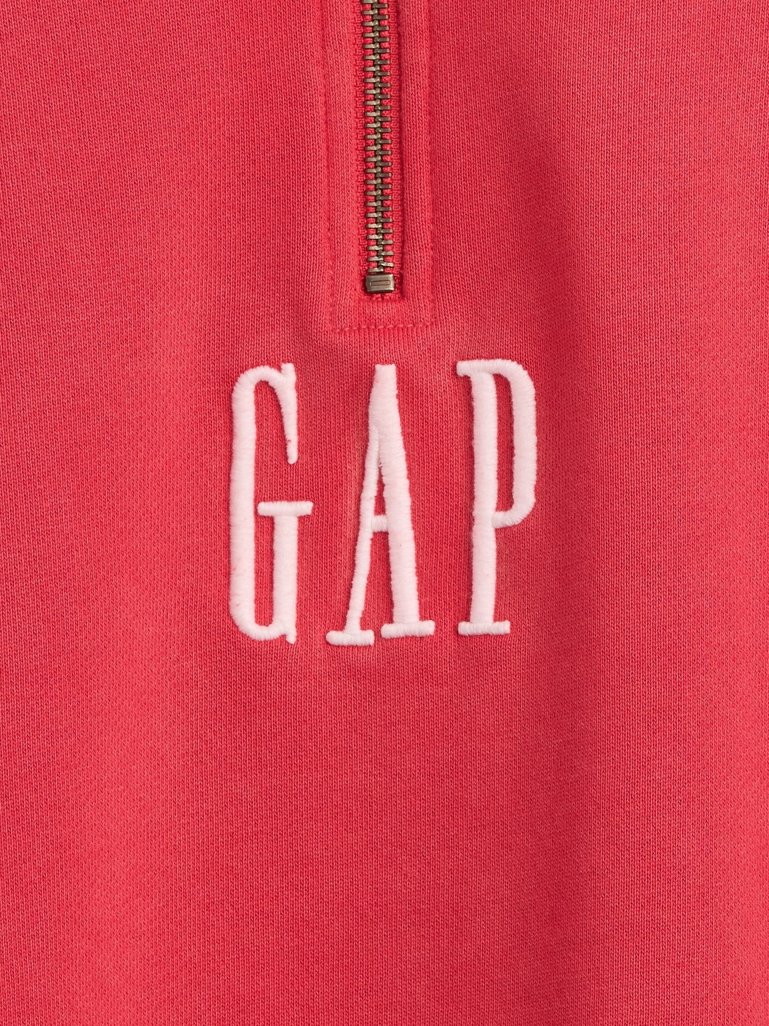 Heavyweight Oversized Logo Quarter-Zip Pullover - Faded red
