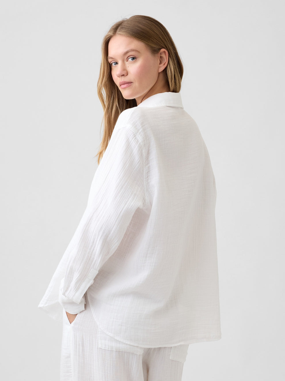 Oversized Shirt in Gauze - Fresh white