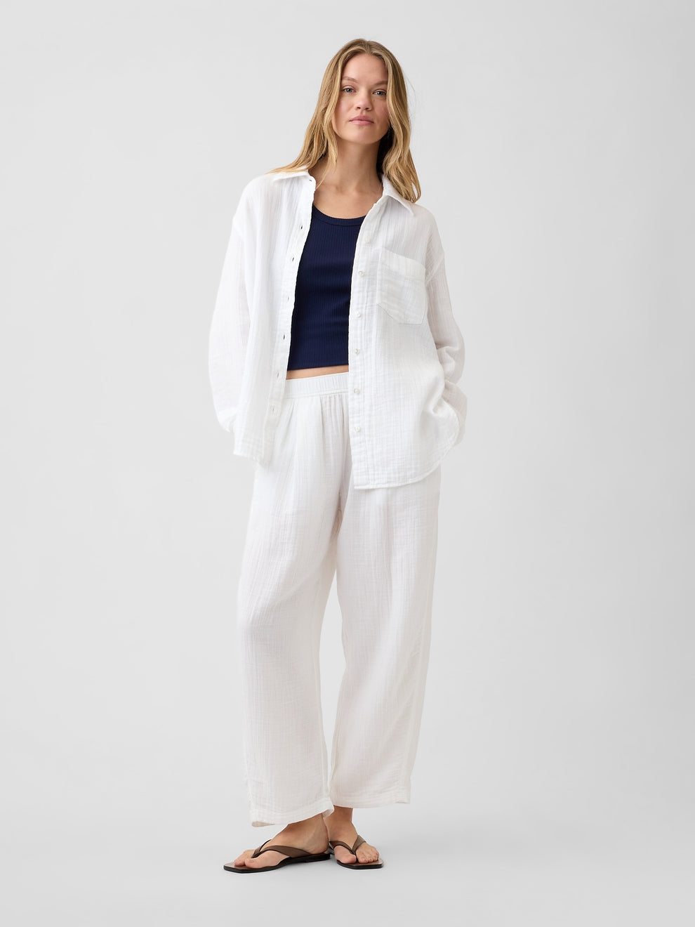 Oversized Shirt in Gauze - Fresh white