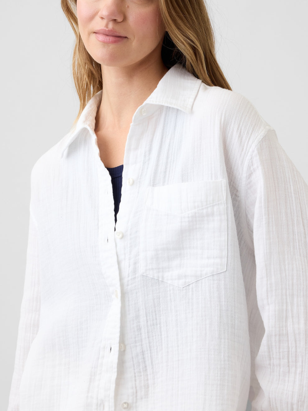 Oversized Shirt in Gauze - Fresh white