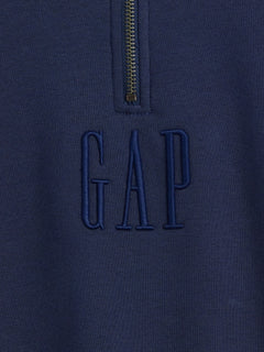 Heavyweight Oversized Logo Quarter-Zip Pullover - Vintage navy blue