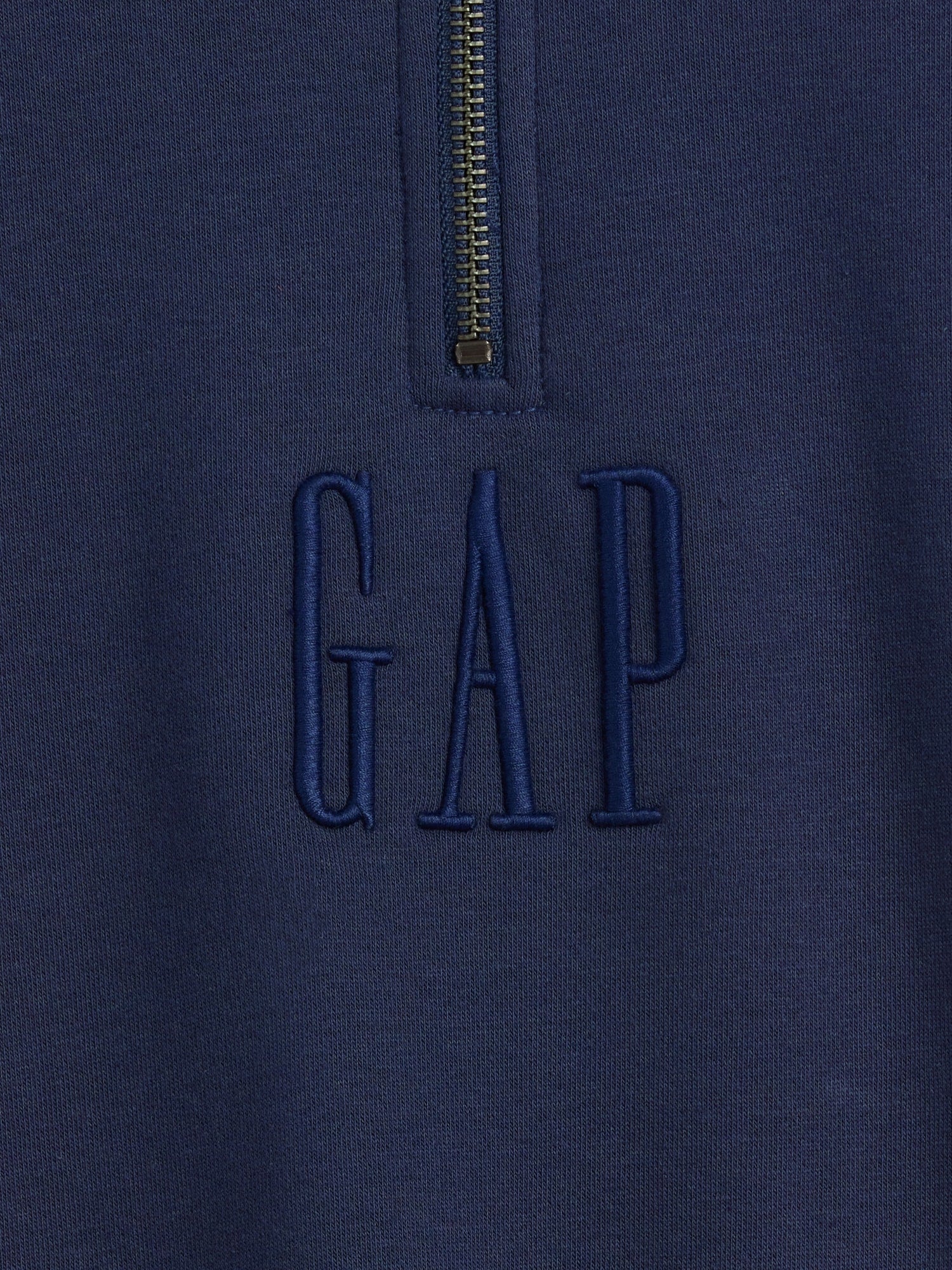 Heavyweight Oversized Logo Quarter-Zip Pullover - Vintage navy blue