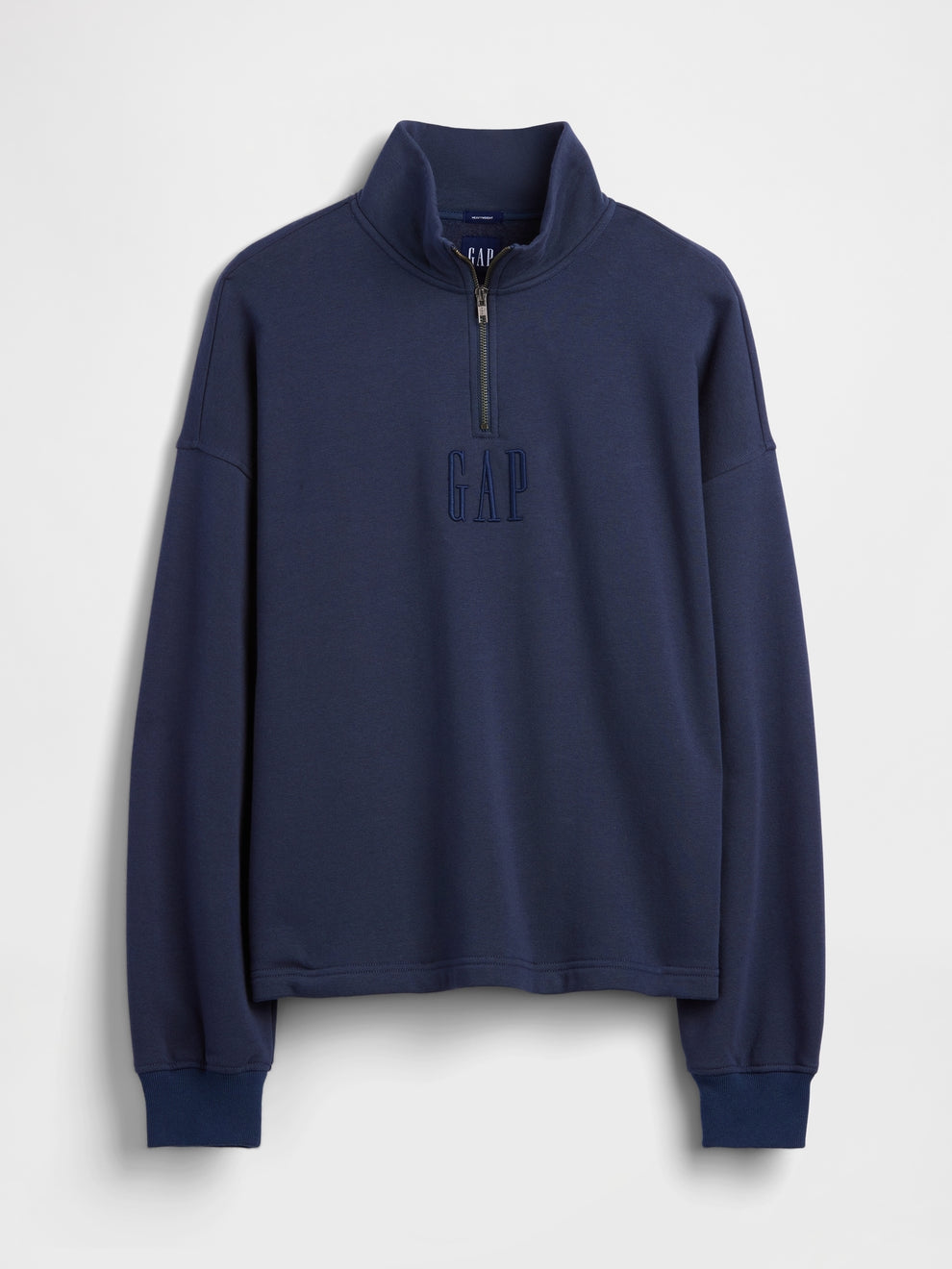 Heavyweight Oversized Logo Quarter-Zip Pullover - Vintage navy blue