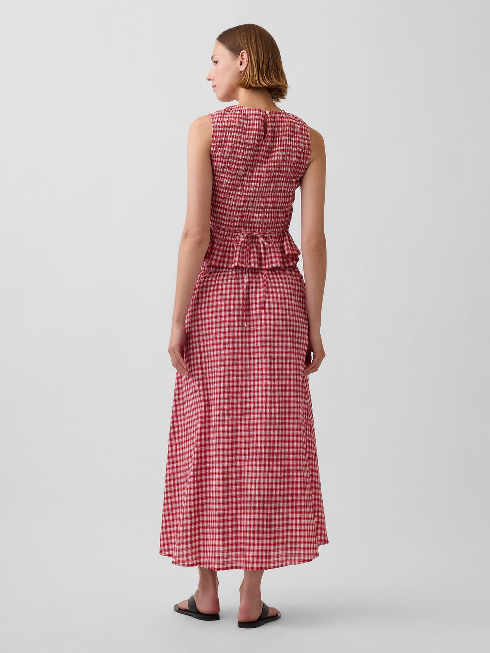 Gingham Maxi Skirt - Red gingham