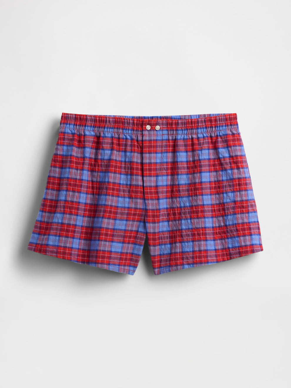 4" Seersucker Plaid Boxer Shorts - Red & navy blue gingham