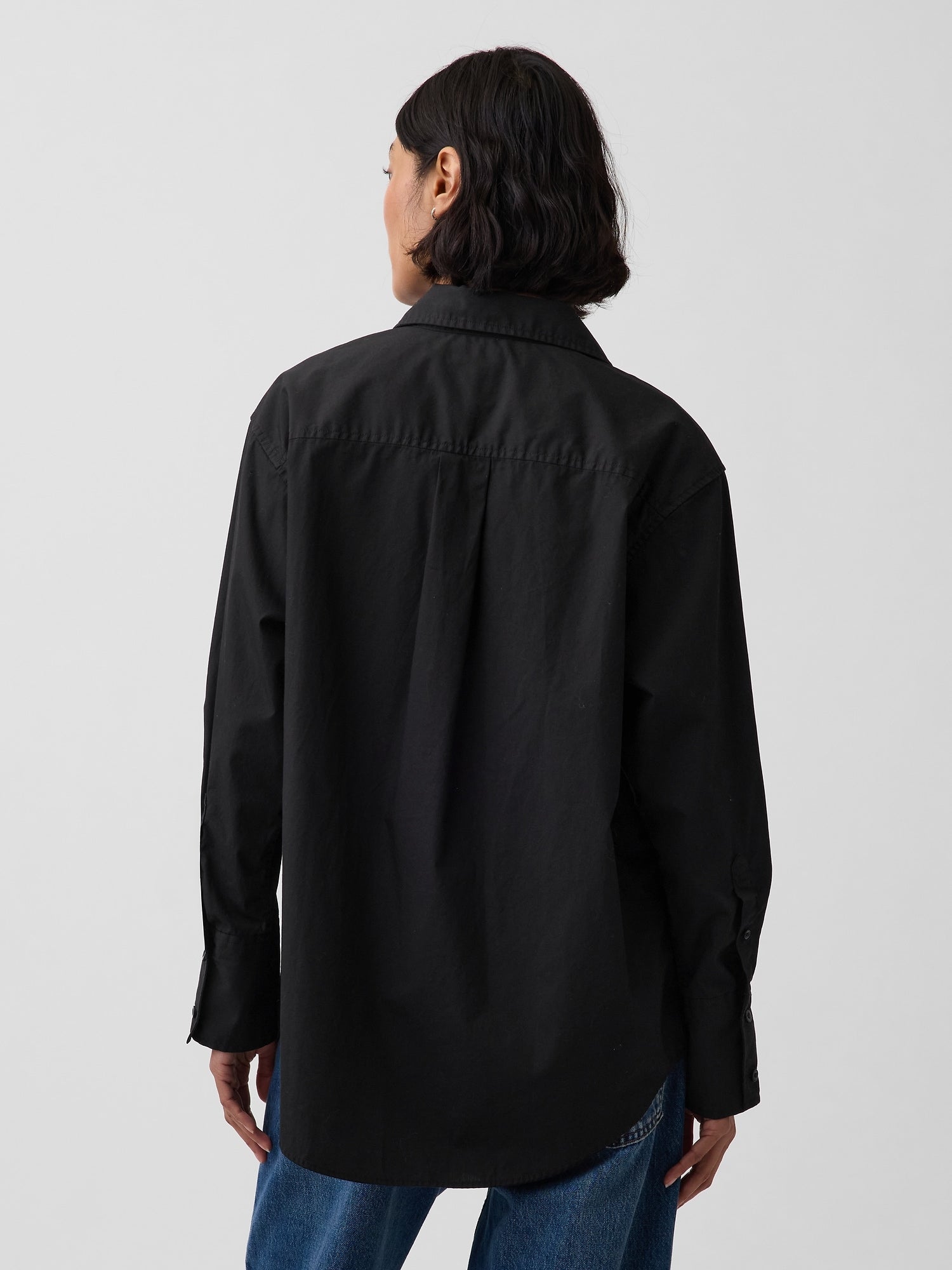 Organic Cotton Poplin Big Shirt - Black