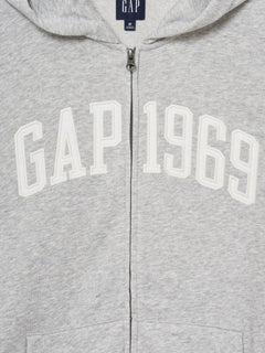 French Terry Relaxed Gap 1969 Logo Zip Hoodie - light heather gray