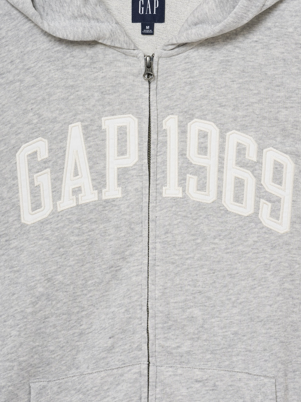 French Terry Relaxed Gap 1969 Logo Zip Hoodie - light heather gray