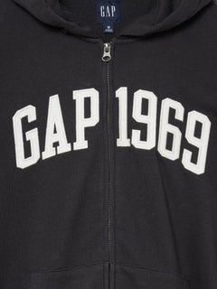 French Terry Relaxed Gap 1969 Logo Zip Hoodie - moonless night