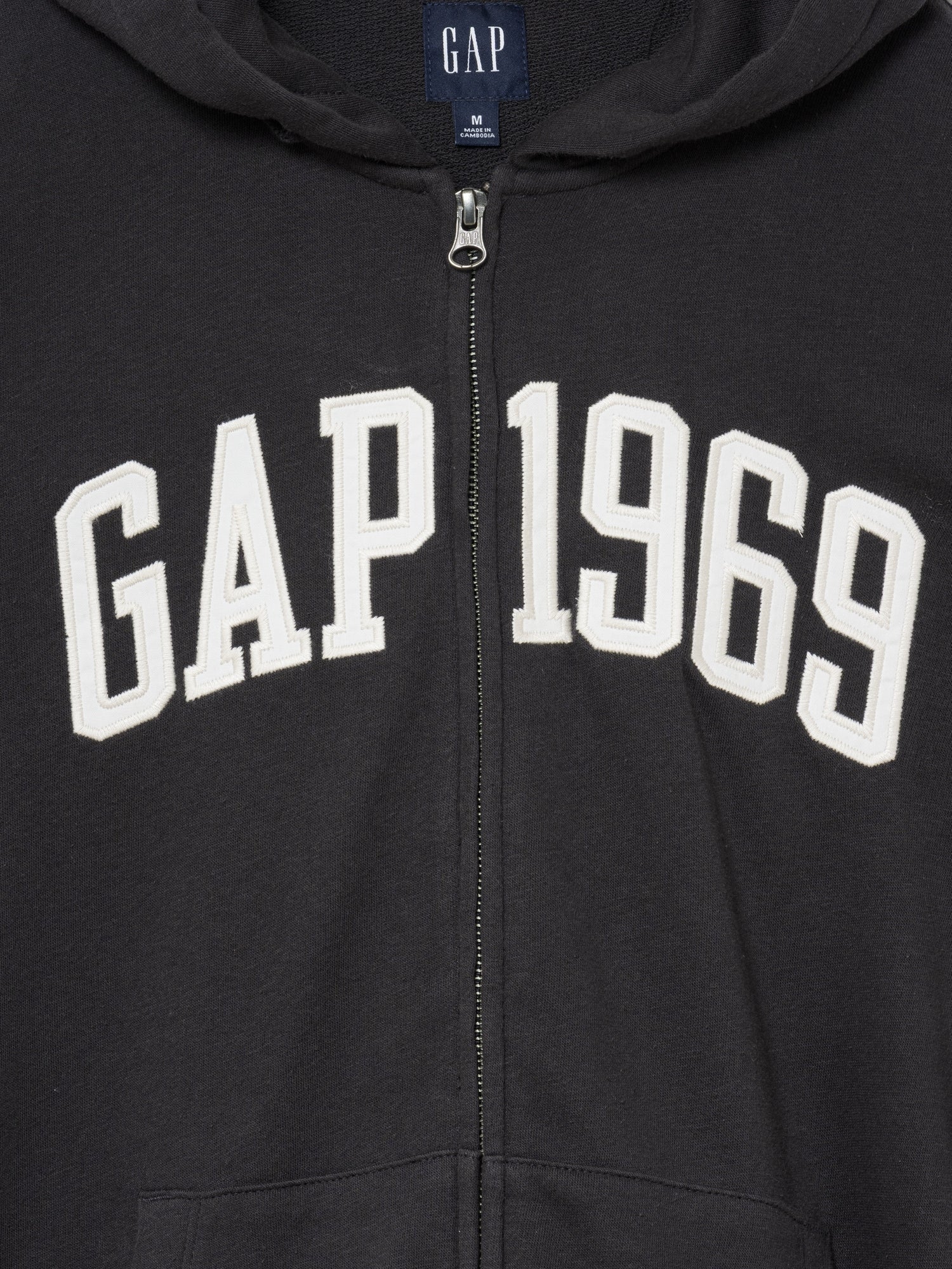 French Terry Relaxed Gap 1969 Logo Zip Hoodie - moonless night