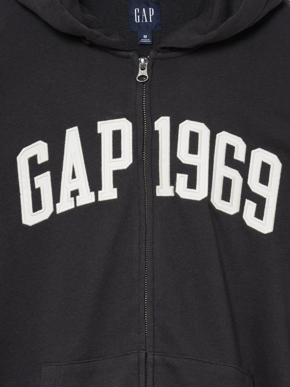 French Terry Relaxed Gap 1969 Logo Zip Hoodie - moonless night