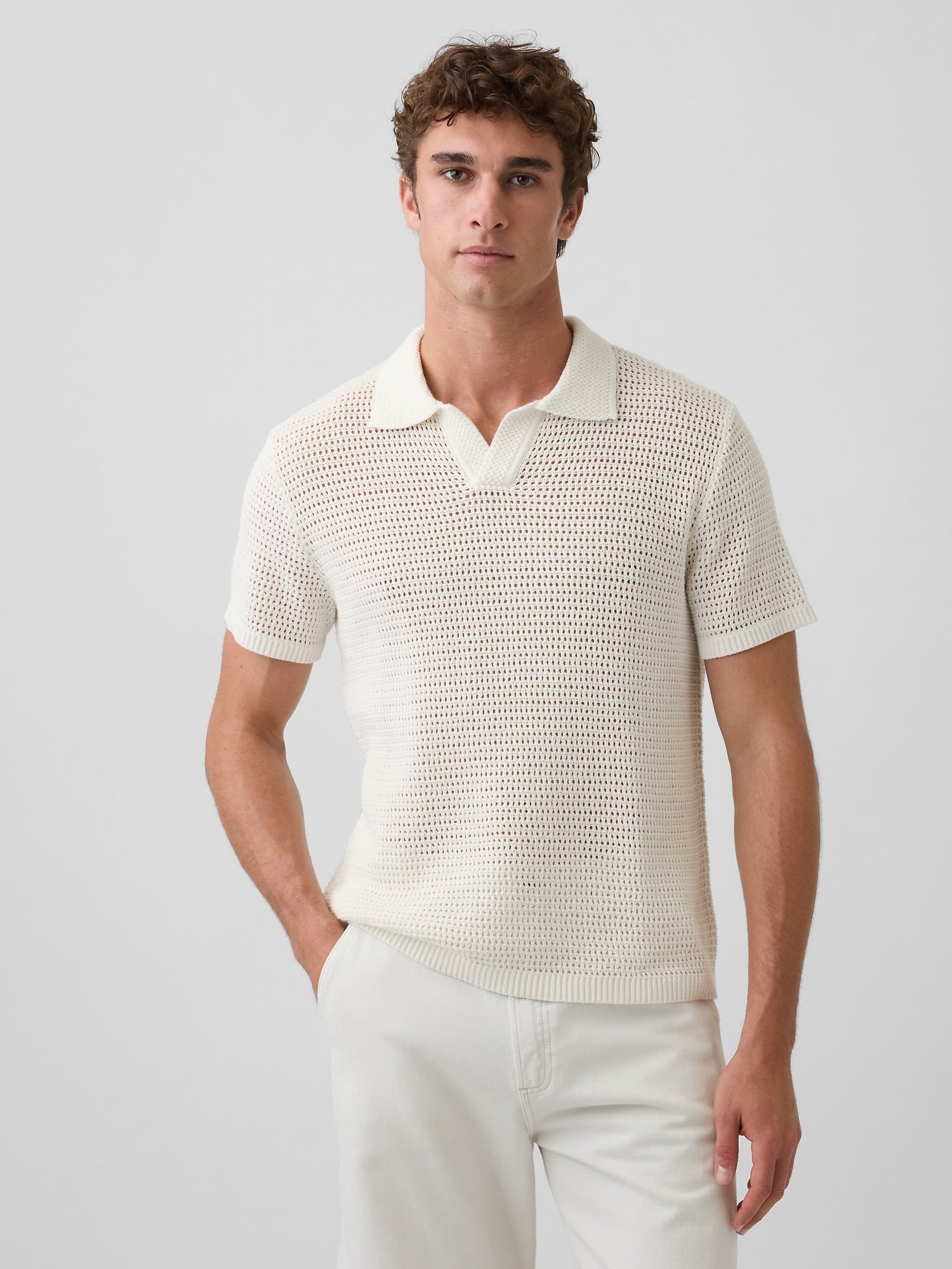 Mesh Polo Sweater - SS RELAXED JC:968NOW1