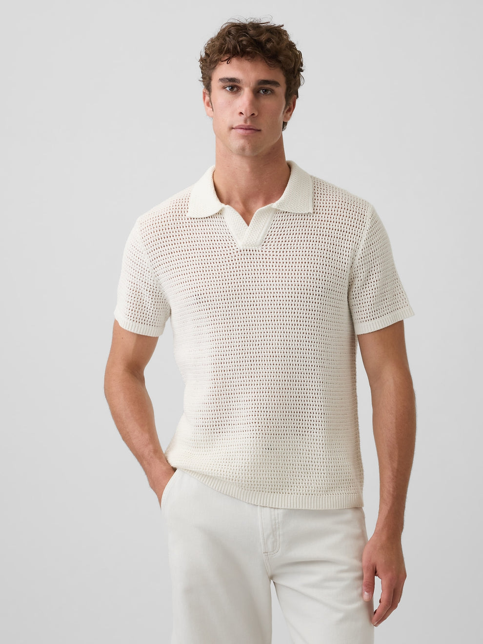 Mesh Polo Sweater - SS RELAXED JC:968NOW1