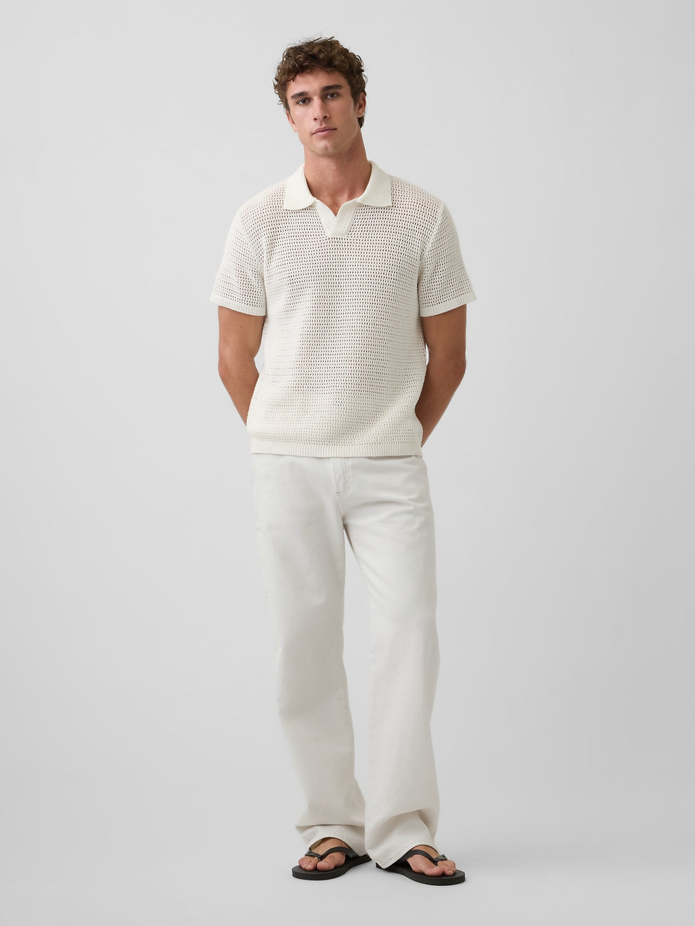 Mesh Polo Sweater - SS RELAXED JC:968NOW1
