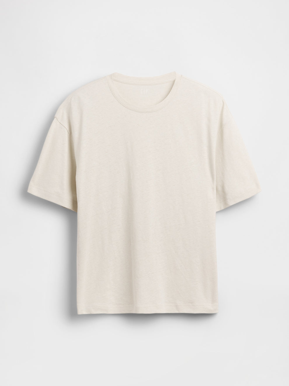 Linen-Cotton Oversized Crop T-Shirt - CHINO GREY 92027 039