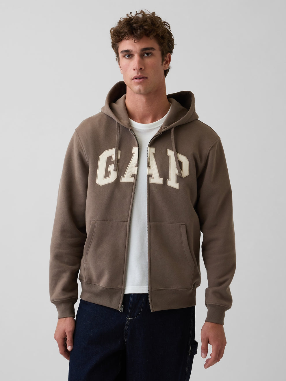 Adult VintageSoft Arch Logo Zip Hoodie - Toasted almond brown