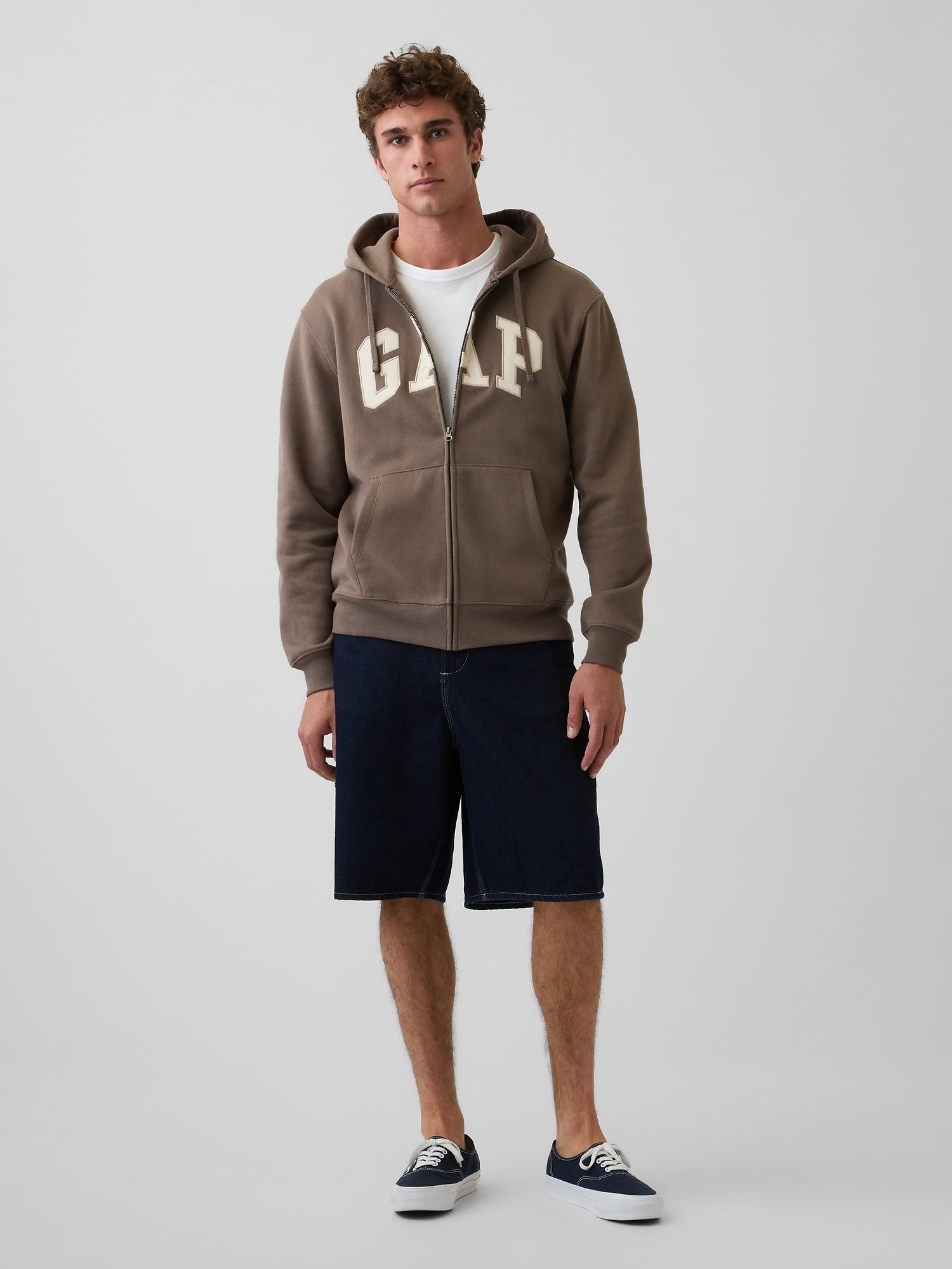 Adult VintageSoft Arch Logo Zip Hoodie - Toasted almond brown
