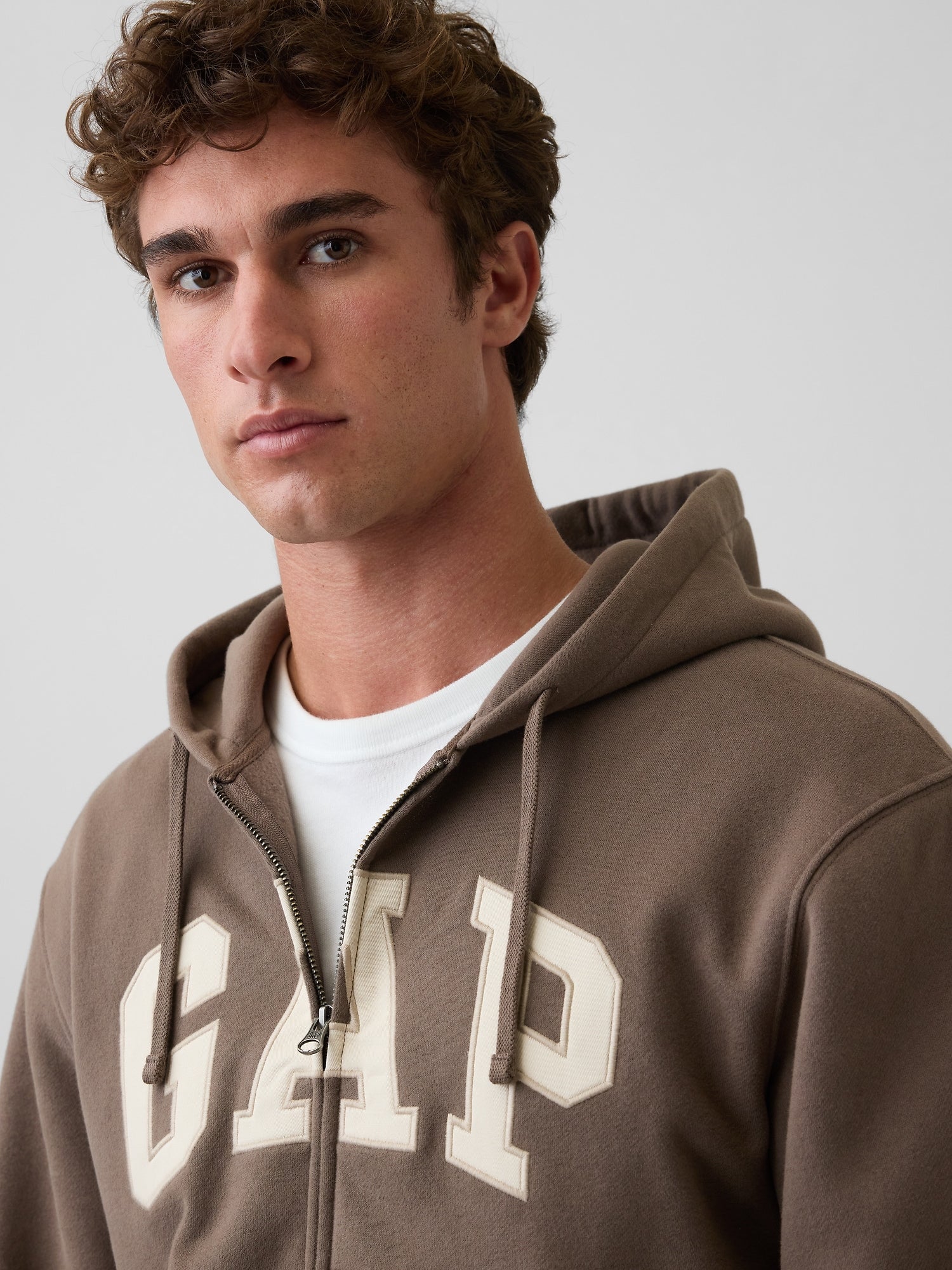 Adult VintageSoft Arch Logo Zip Hoodie - Toasted almond brown