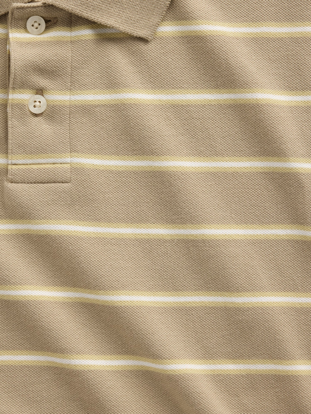 Relaxed Pique Polo - Khaki tan stripe