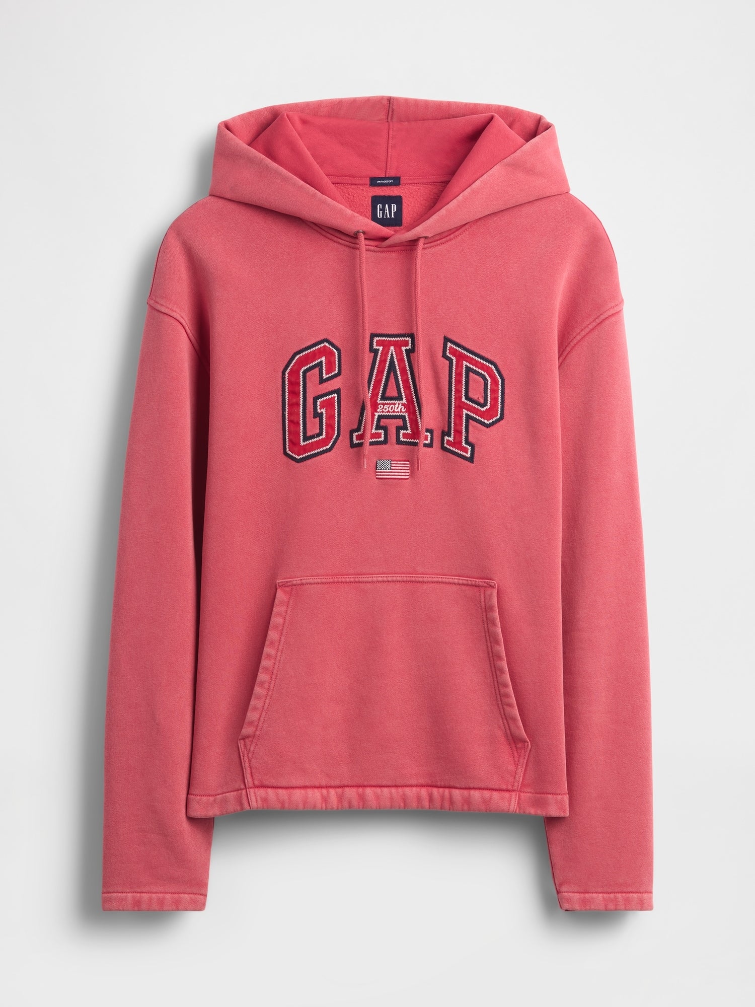 VintageSoft Oversized Americana Logo Hoodie - Faded red