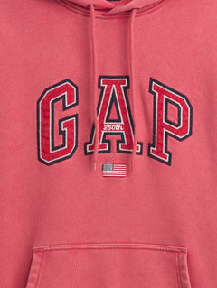 VintageSoft Oversized Americana Logo Hoodie - Faded red