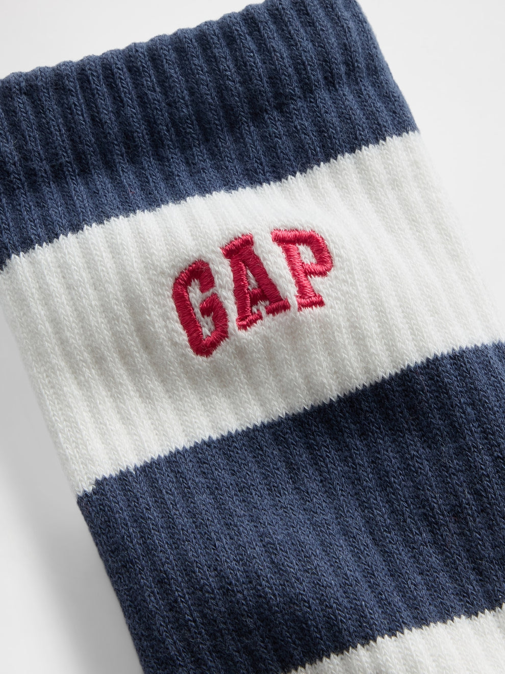 Rugby Stripe Logo Crew Socks - Navy blue & white stripe