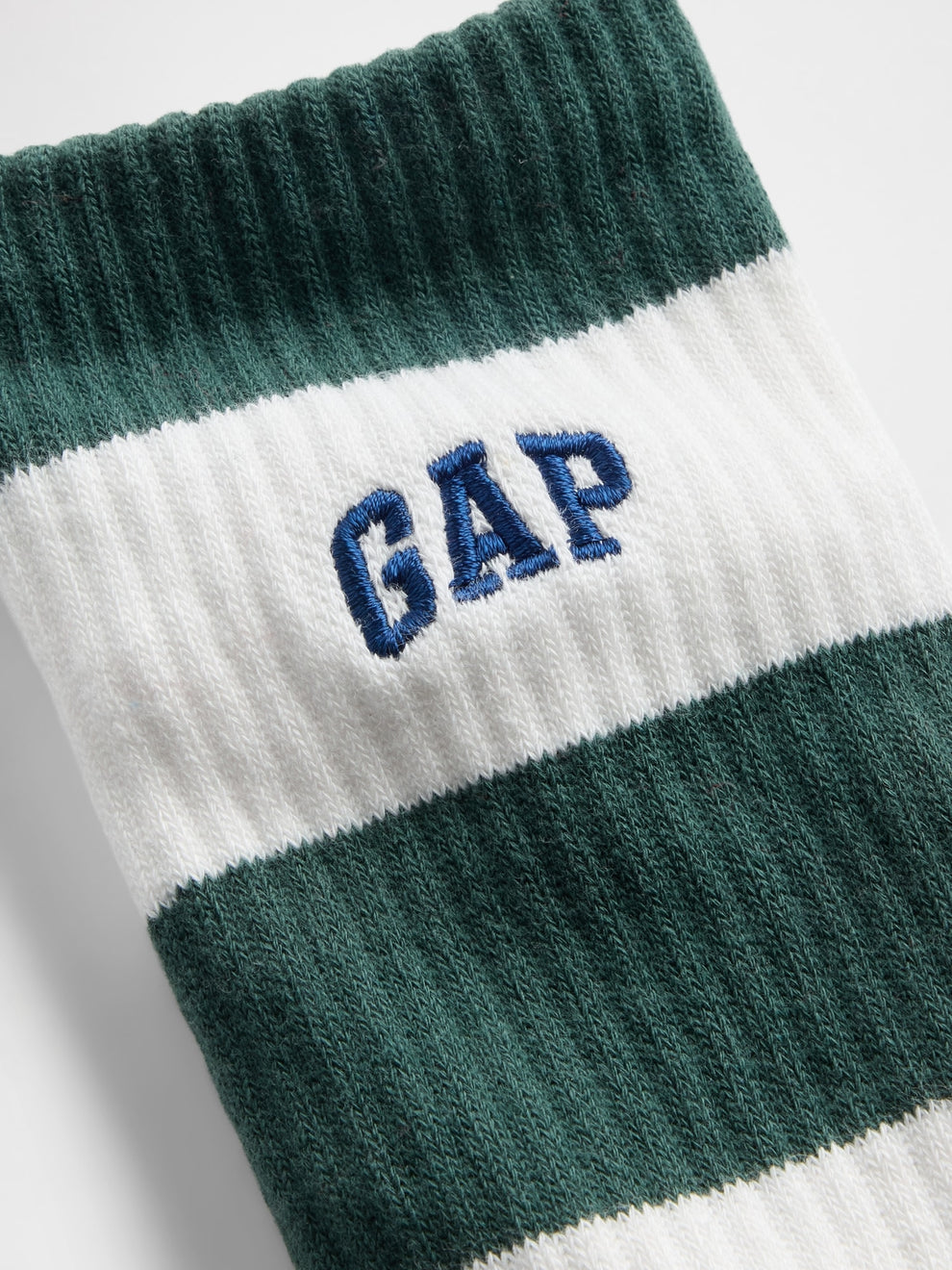 Rugby Stripe Logo Crew Socks - Green & white stripe