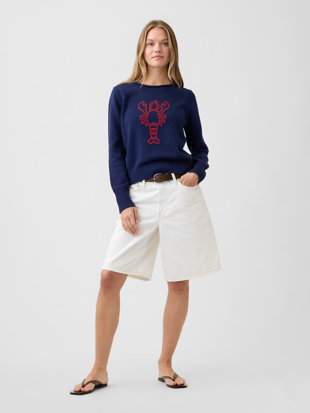 Rollneck Intarsia Sweater - Lobster print