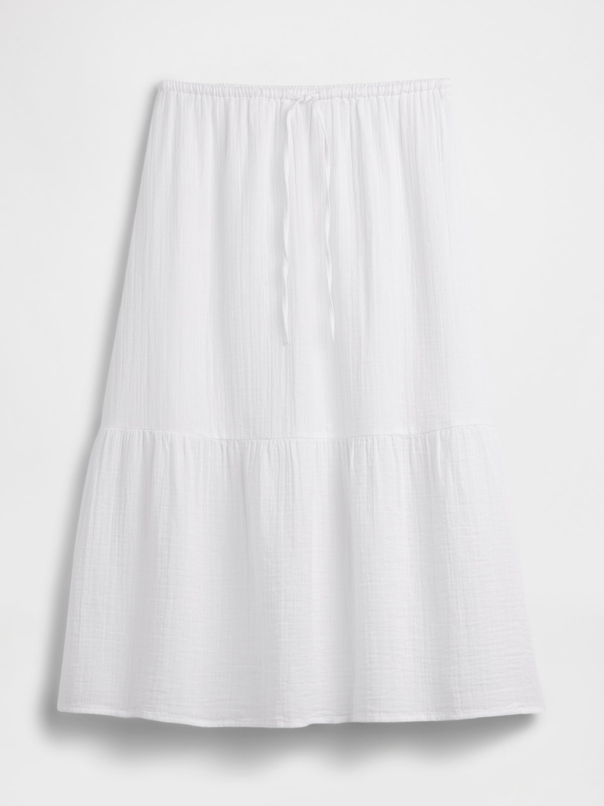 Pull-On Gauze Midi Skirt - Fresh white
