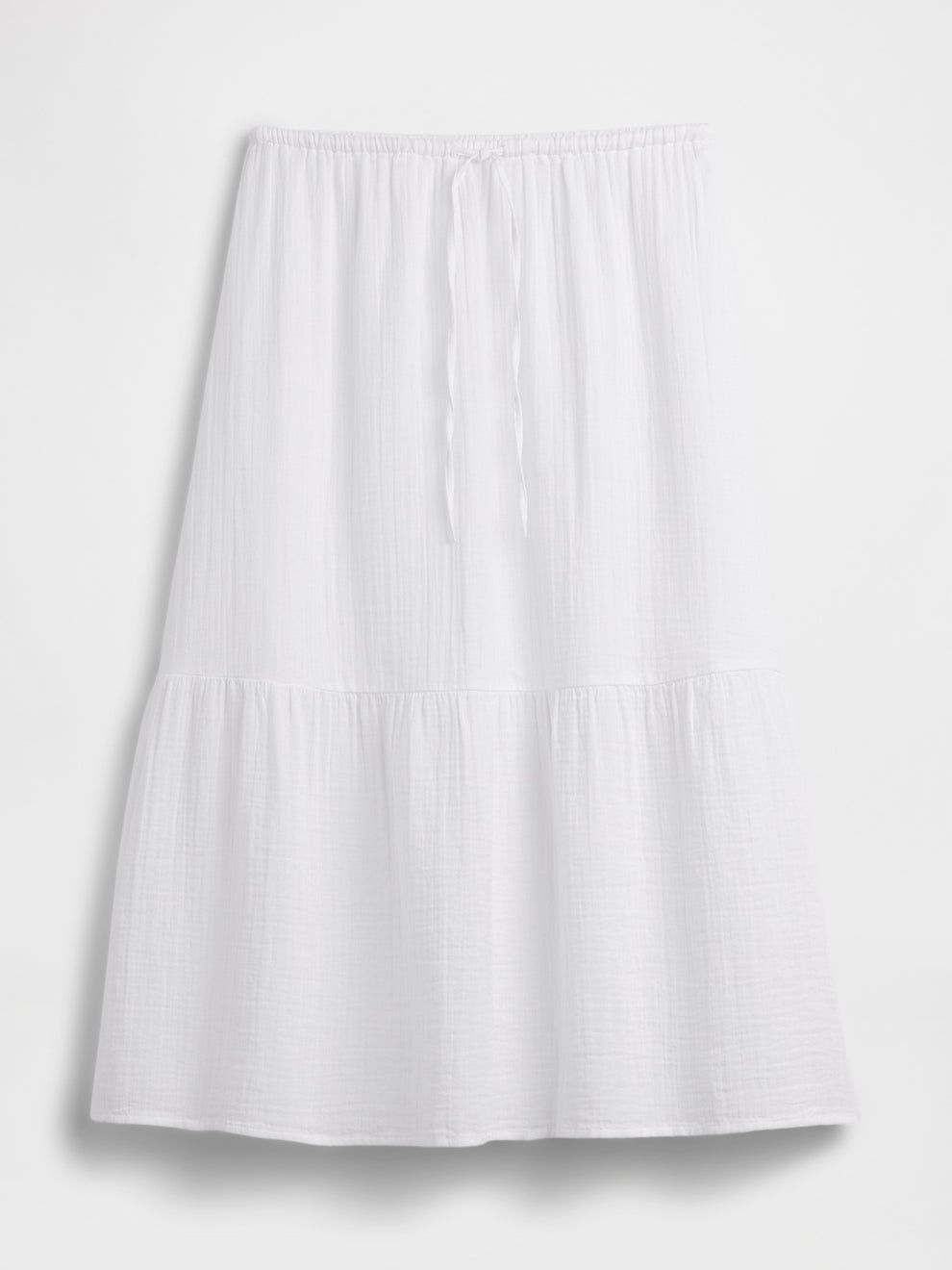 Pull-On Gauze Midi Skirt - Fresh white