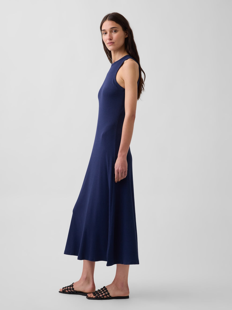 Modern Rib Shelf-Bra Maxi Dress - Mariner navy blue
