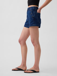 3.5" High Rise Sailor Relaxed Straight Denim Shorts - Dark wash
