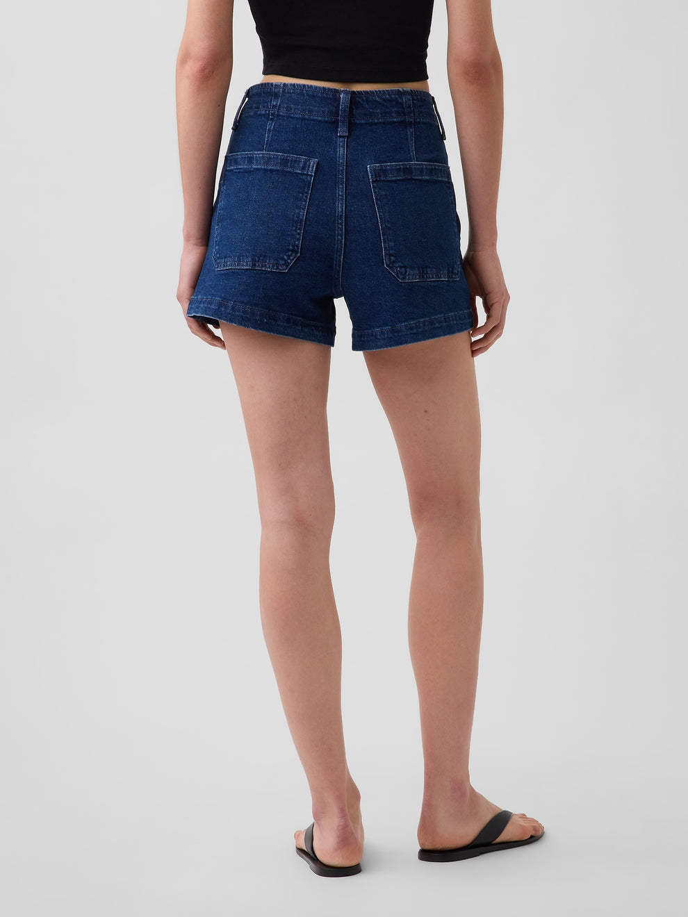 3.5" High Rise Sailor Relaxed Straight Denim Shorts - Dark wash