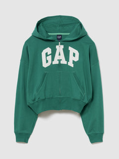 French Terry Oversized Gap Logo Zip Hoodie - BAIZE GREEN 421