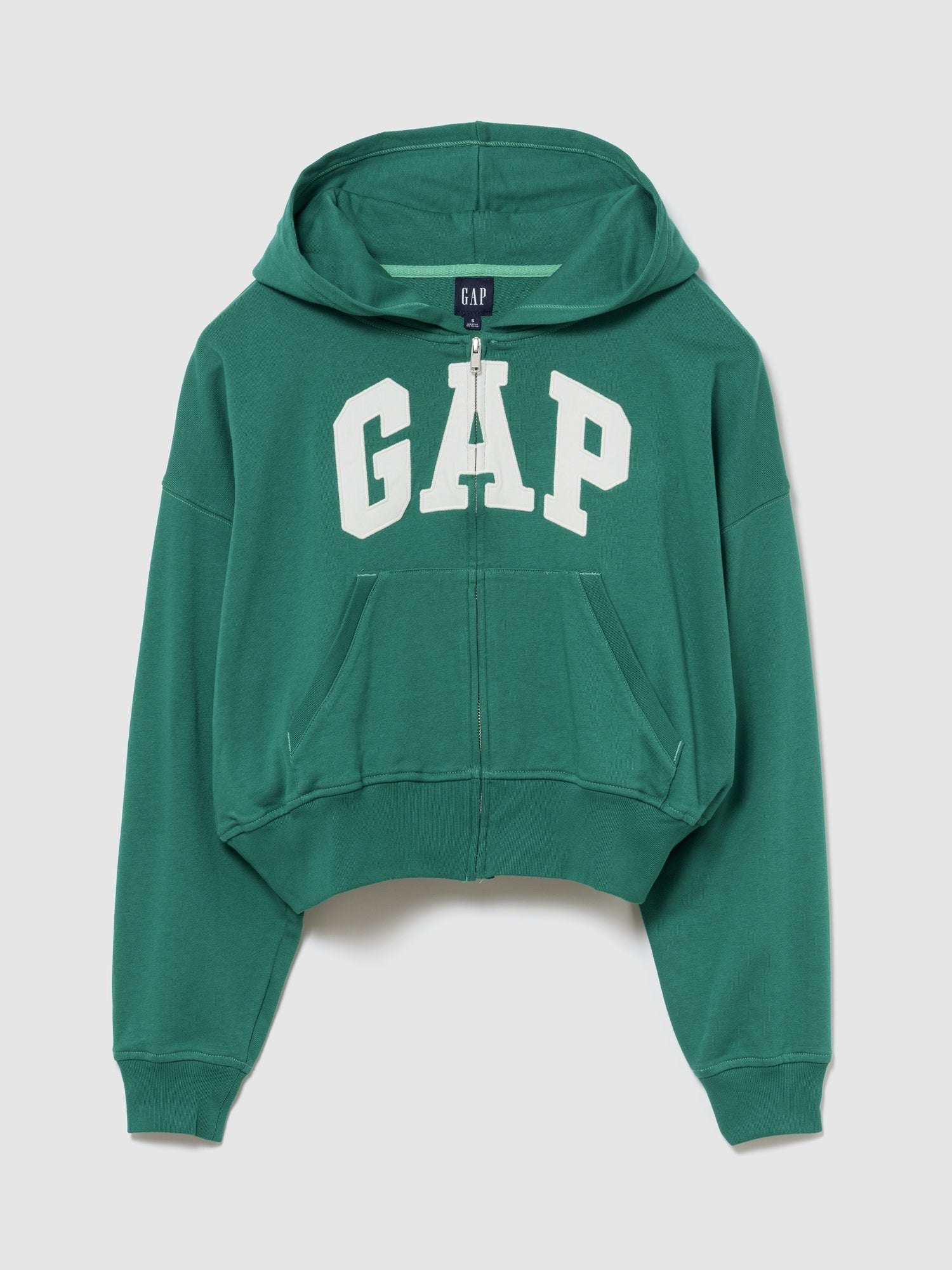 French Terry Oversized Gap Logo Zip Hoodie - BAIZE GREEN 421