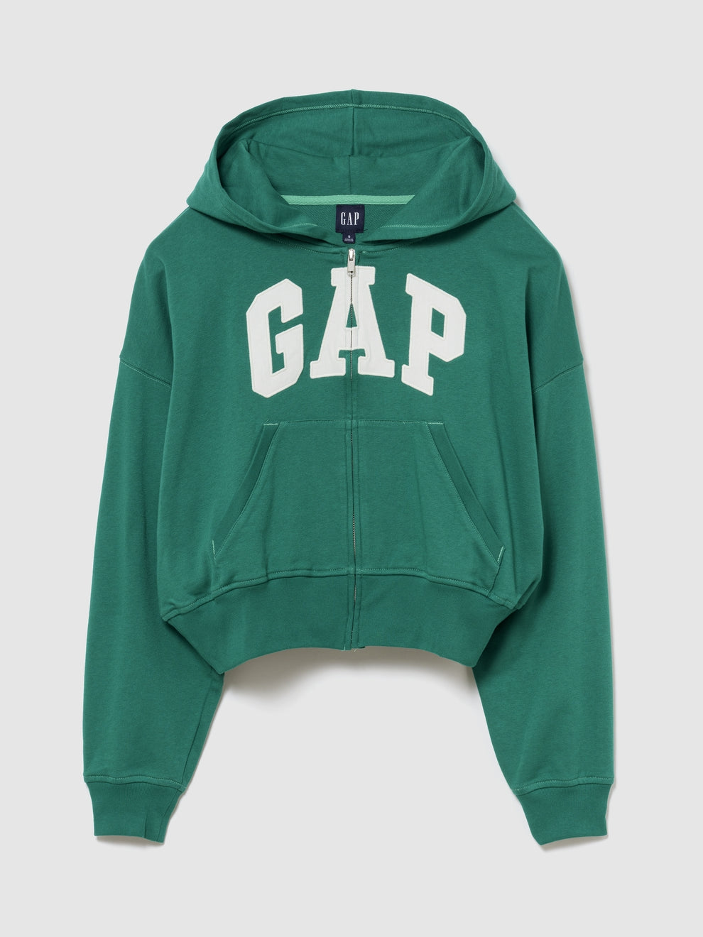 French Terry Oversized Gap Logo Zip Hoodie - BAIZE GREEN 421
