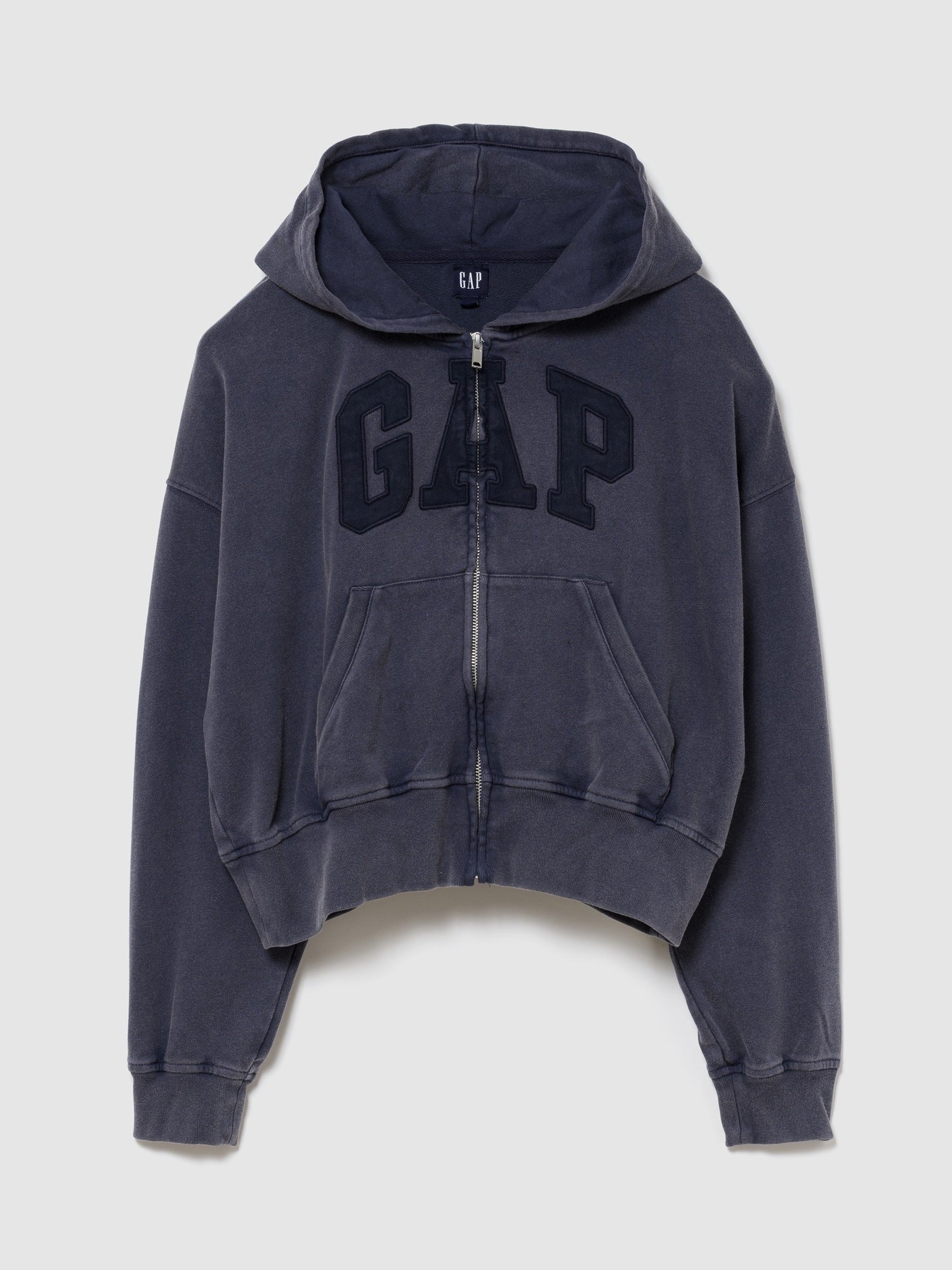 French Terry Oversized Gap Logo Zip Hoodie - blue