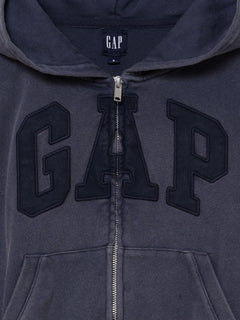 French Terry Oversized Gap Logo Zip Hoodie - blue