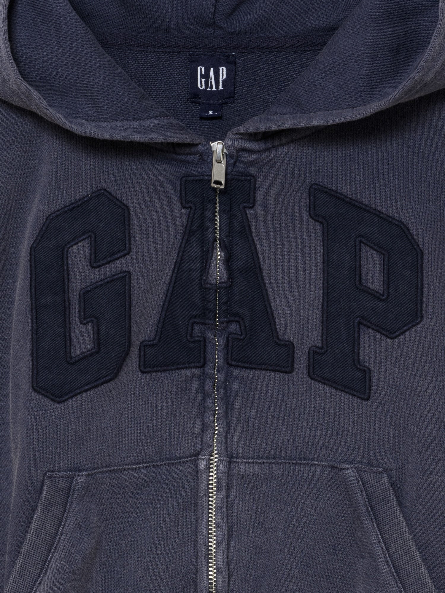French Terry Oversized Gap Logo Zip Hoodie - blue