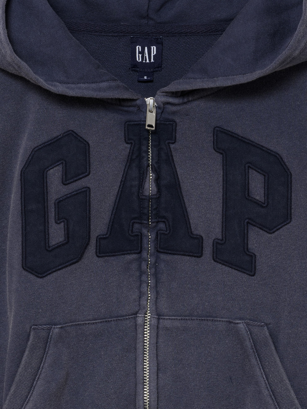 French Terry Oversized Gap Logo Zip Hoodie - blue