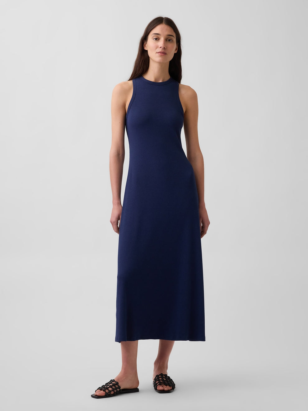 Modern Rib Shelf-Bra Maxi Dress - Mariner navy blue
