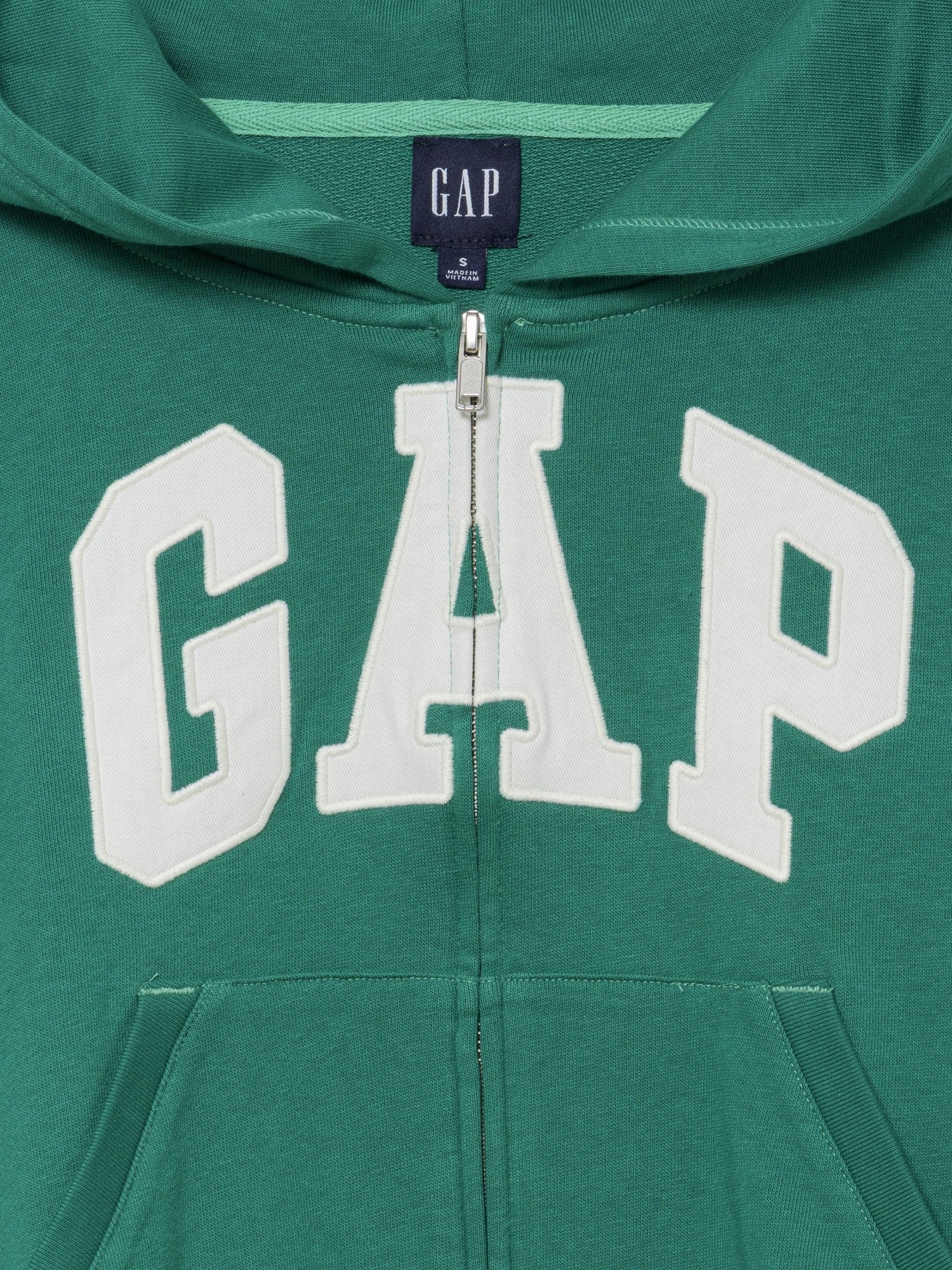 French Terry Oversized Gap Logo Zip Hoodie - BAIZE GREEN 421
