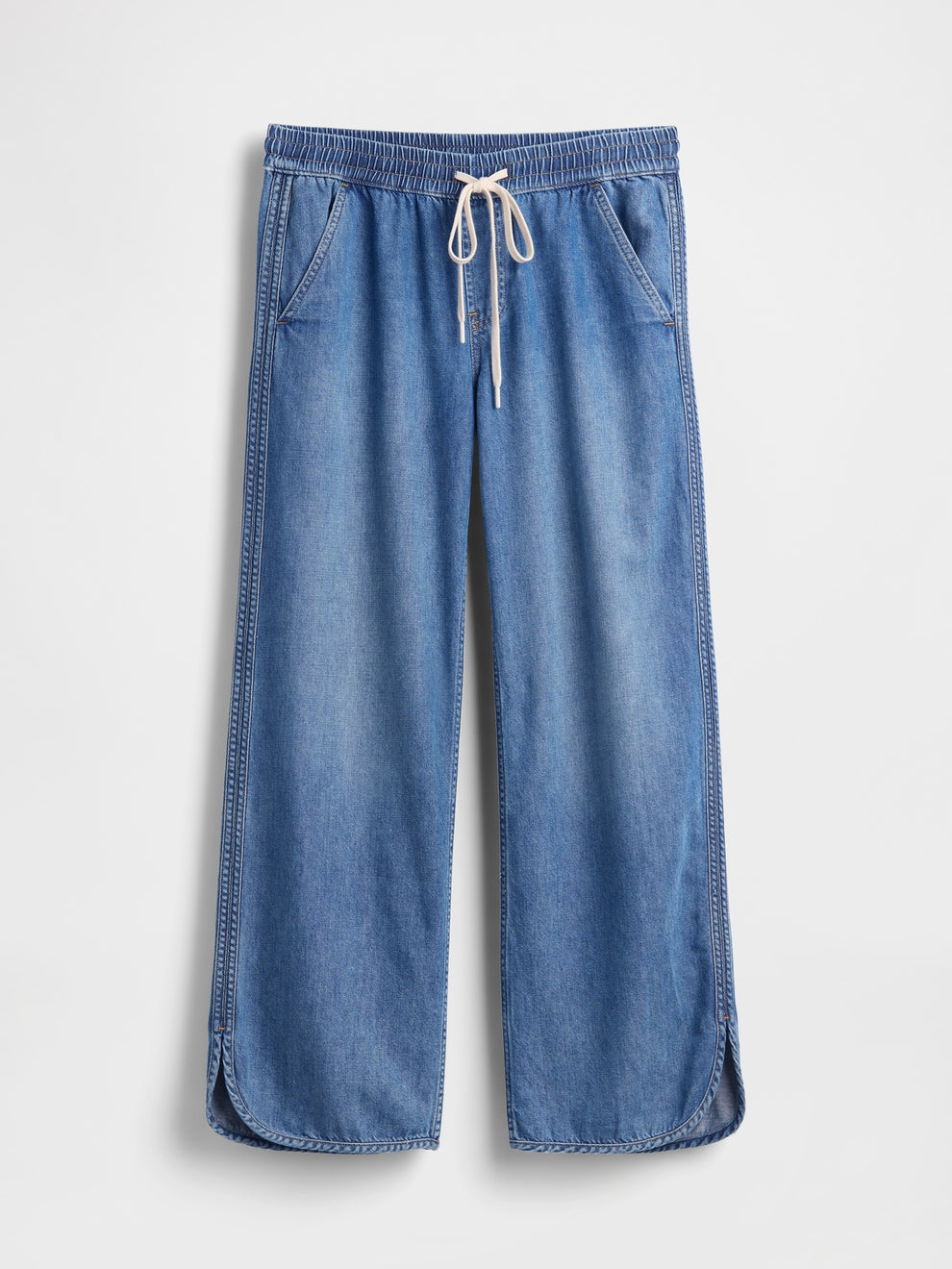 Low Rise UltraSoft '90s Loose Easy Dolphin-Hem Jeans - Medium indigo