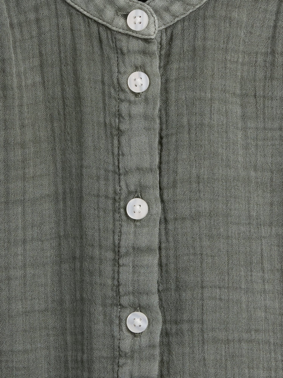 Cotton Gauze Oversized Collarless Shirt - Mesculen green