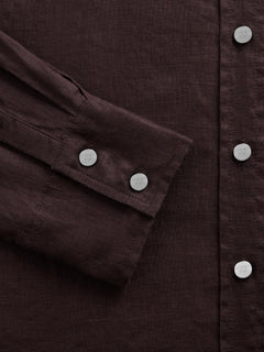 100% Linen Oversized Shirt - Terra brown