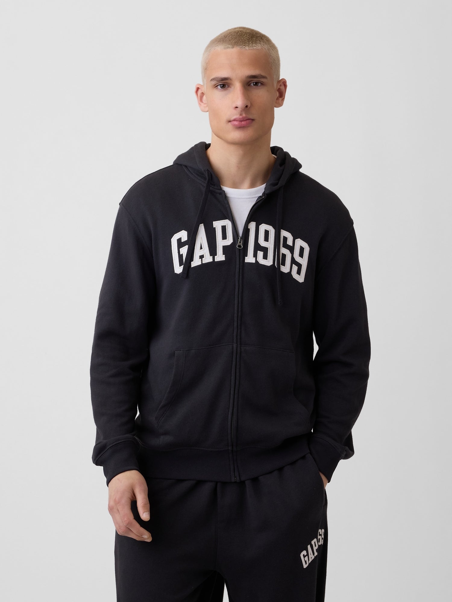 French Terry Relaxed Gap 1969 Logo Zip Hoodie - moonless night